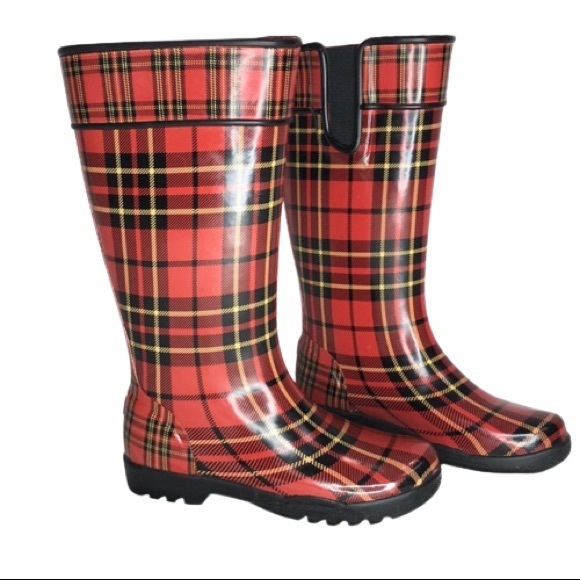 Sperry Shoes - Sperry Red Plaid Rain Boots
